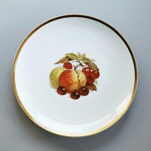 Vintage PM Jaeger & Co. Harvest Dinner Plate, Peach & Cherry, Heavy Gold Trim